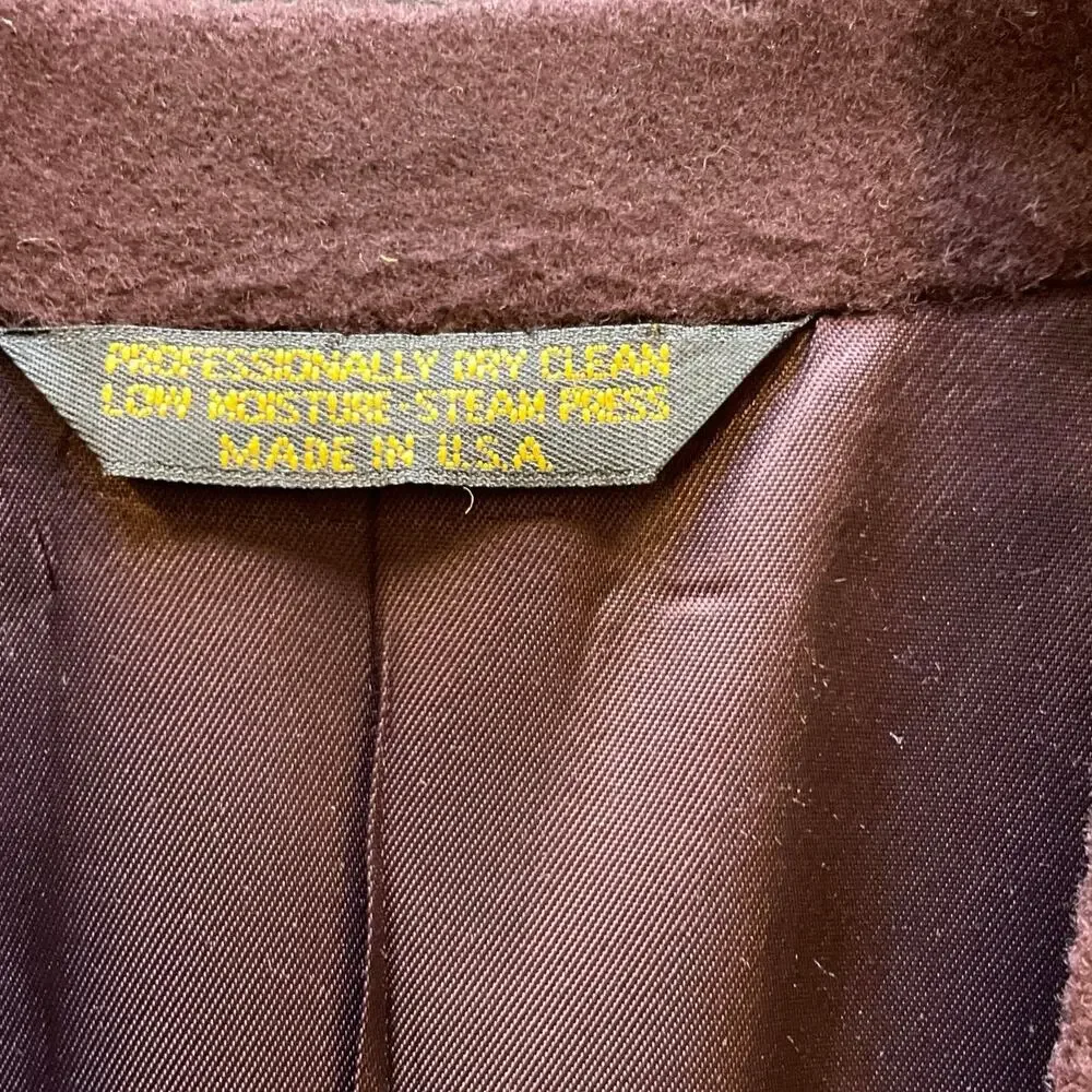 Vintage Strathmore Sport Coat 44R Burgundy 100% Pure Wool Blazer Mens USA